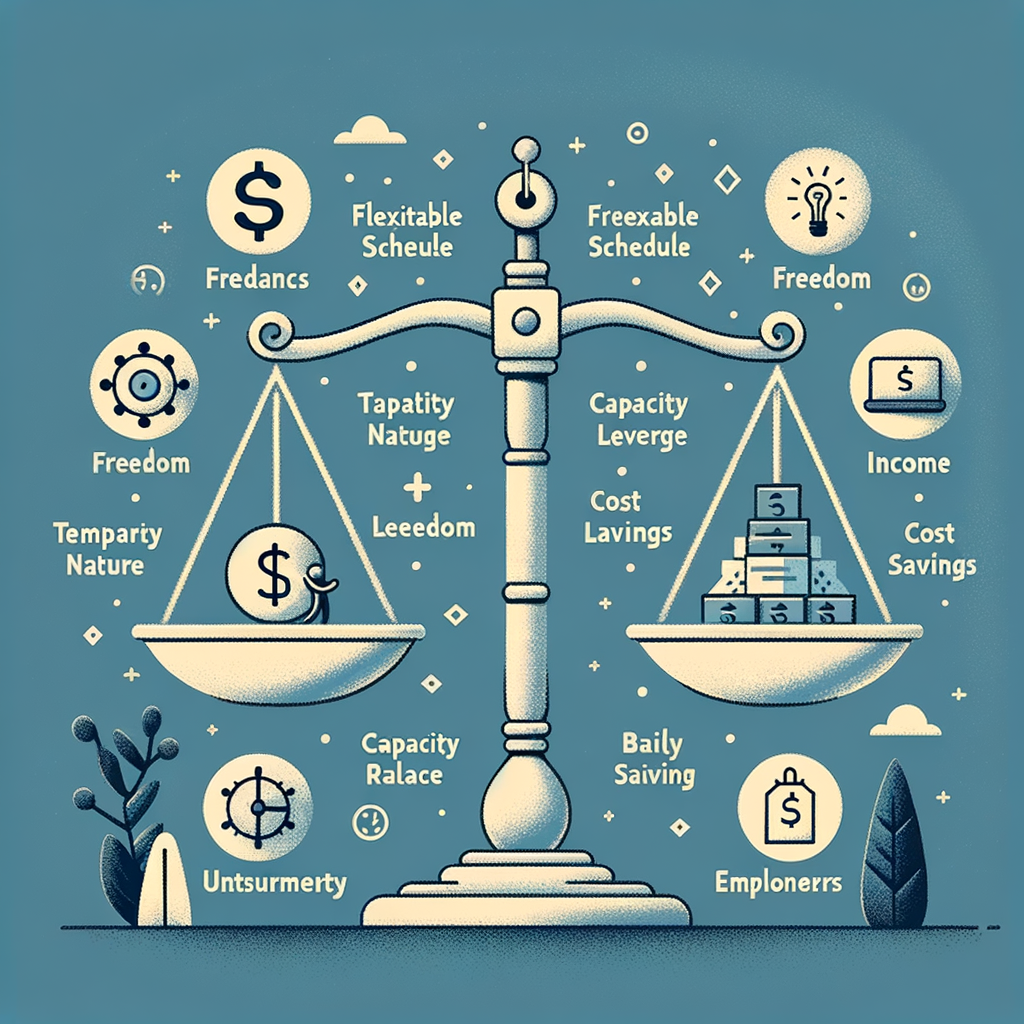 Минималистичное изображение на тему 'contract-work-pros-and-cons-for-freelancers-and-employers-explained' в кинематографическом стиле.