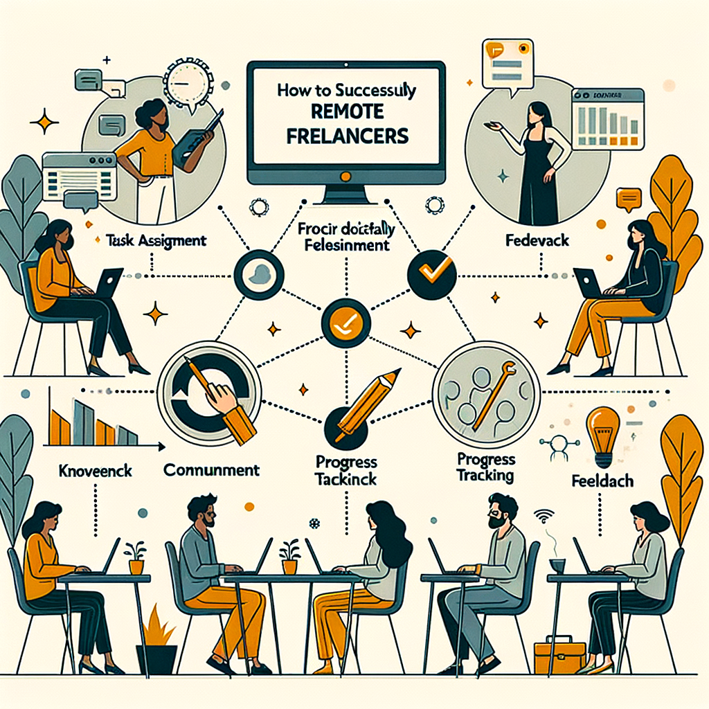 Минималистичное изображение на тему 'top-strategies-to-successfully-manage-remote-freelancers-effectively' в кинематографическом стиле.